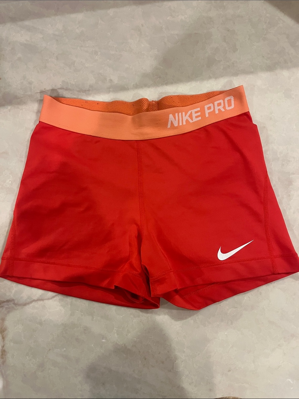 Nike Pro Orange Athletic Shorts with Coral Waistband